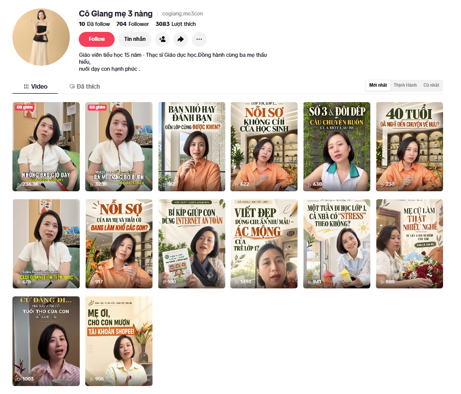 Cô Giang mẹ 3 nàng